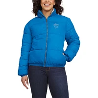 Women's WEAR by Erin Andrews  Blue/White Detroit Lions Reversible Cropped Full-Zip Puffer Jacket