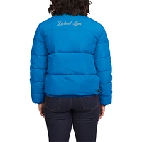 Women's WEAR by Erin Andrews  Blue/White Detroit Lions Reversible Cropped Full-Zip Puffer Jacket