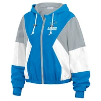 Women's WEAR by Erin Andrews  Blue Detroit Lions Color Block Full-Zip Windbreaker Jacket