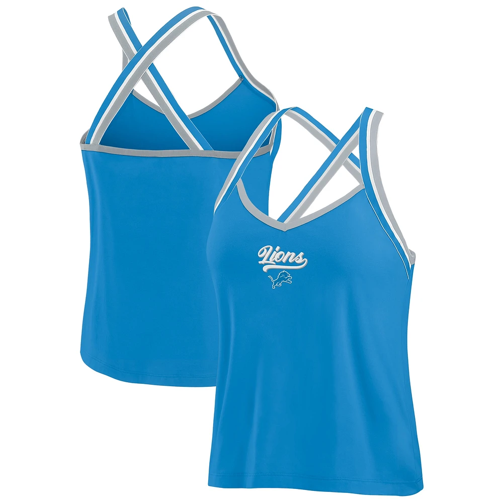 Débardeur bleu à bretelles croisées Tri-Blend pour femme WEAR by Erin Andrews des Lions de Detroit