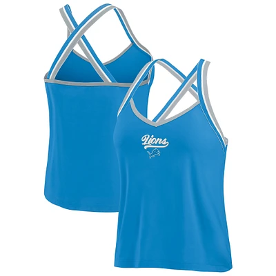 Débardeur bleu à bretelles croisées Tri-Blend pour femme WEAR by Erin Andrews des Lions de Detroit
