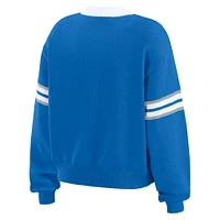 Women's WEAR by Erin Andrews Blue  Detroit Lions Lace-Up Sweater