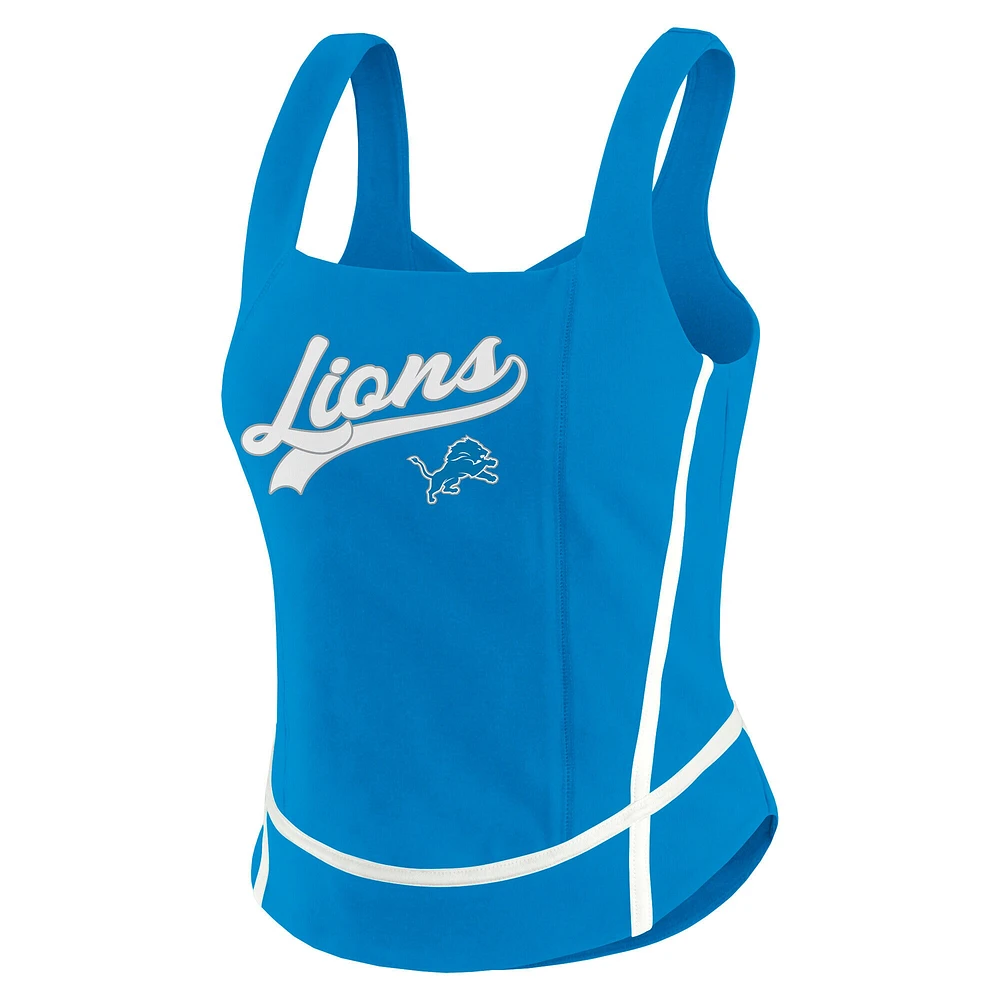 Débardeur à col carré bleu Detroit Lions pour femme WEAR by Erin Andrews