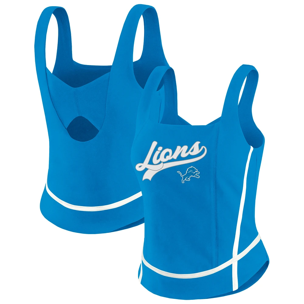 Débardeur à col carré bleu Detroit Lions pour femme WEAR by Erin Andrews