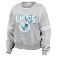 Women's WEAR by Erin Andrews Heather Gray Detroit Lions Pullover Sweatshirt