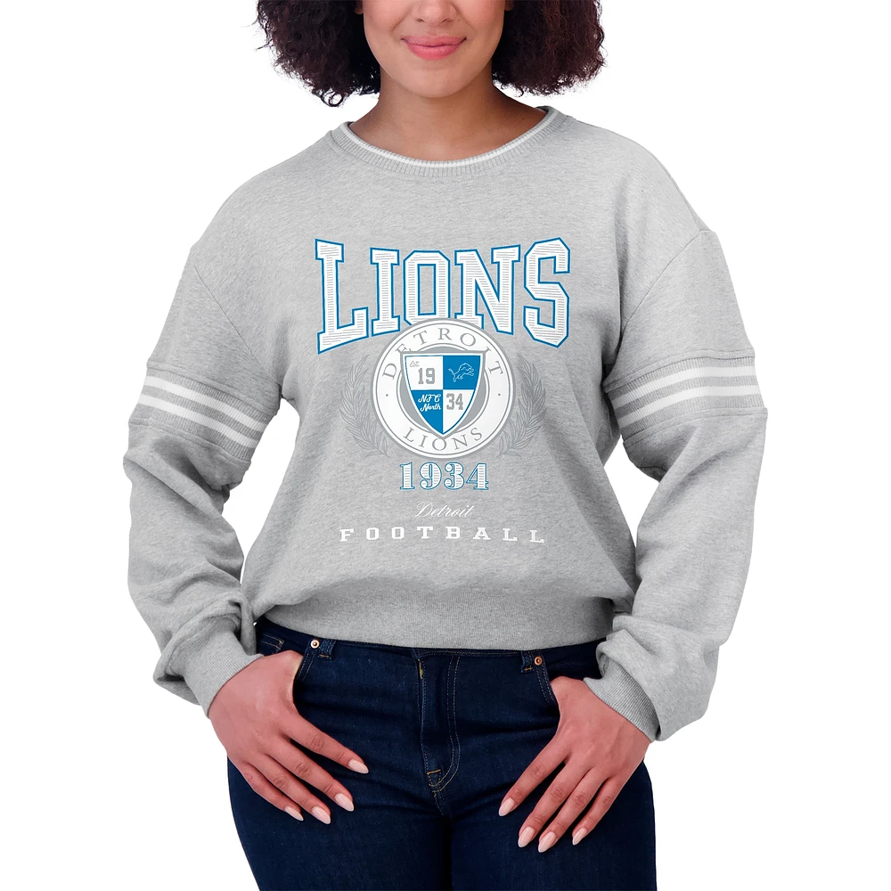 Women's WEAR by Erin Andrews Heather Gray Detroit Lions Pullover Sweatshirt