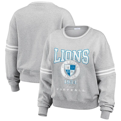 Women's WEAR by Erin Andrews Heather Gray Detroit Lions Pullover Sweatshirt