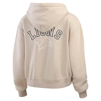 Women's WEAR by Erin Andrews Oatmeal Detroit Lions Tonal Full-Zip Hoodie