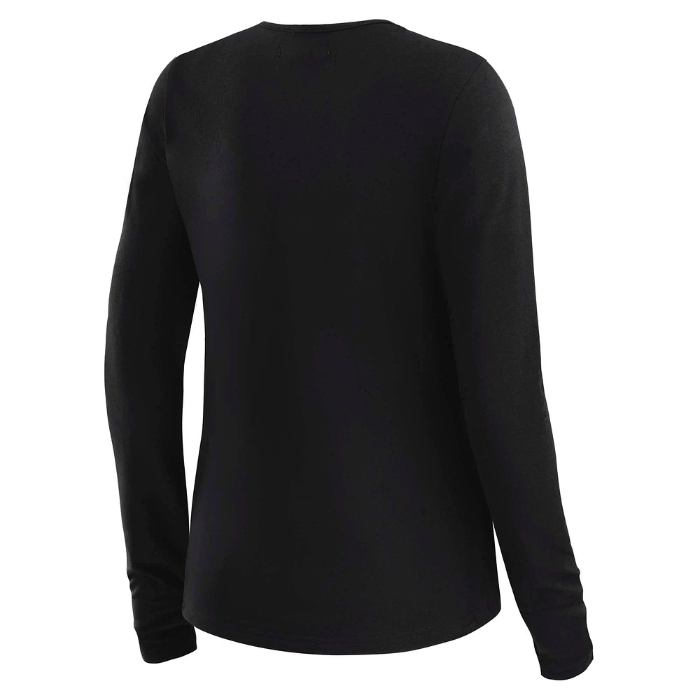 Women's WEAR by Erin Andrews x Gracie Hunt Black Detroit Lions Mesh Panel Long Sleeve T-Shirt