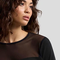 Women's WEAR by Erin Andrews x Gracie Hunt Black Detroit Lions Mesh Panel Long Sleeve T-Shirt