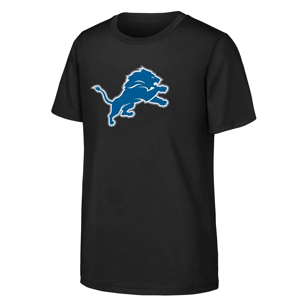 T-shirt noir avec logo principal des Detroit Lions pour jeunes