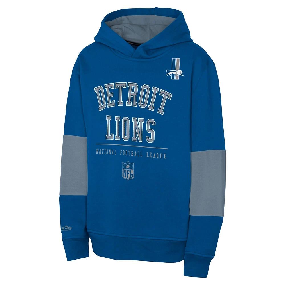 Youth Blue Detroit Lions Retro Fleece Pullover Hoodie