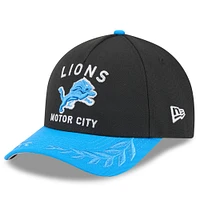 Youth New Era Black/Blue Detroit Lions 2025 NFL Draft 9FORTY A-Frame M-Crown Adjustable Hat