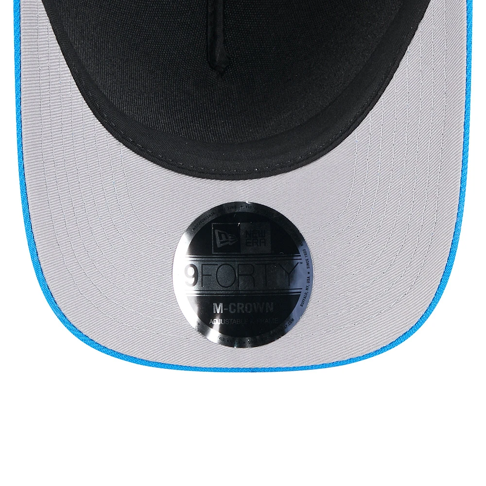 Youth New Era Black/Blue Detroit Lions 2025 NFL Draft 9FORTY A-Frame M-Crown Adjustable Hat