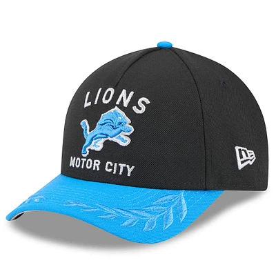 Youth New Era Black/Blue Detroit Lions 2025 NFL Draft 9FORTY A-Frame M-Crown Adjustable Hat