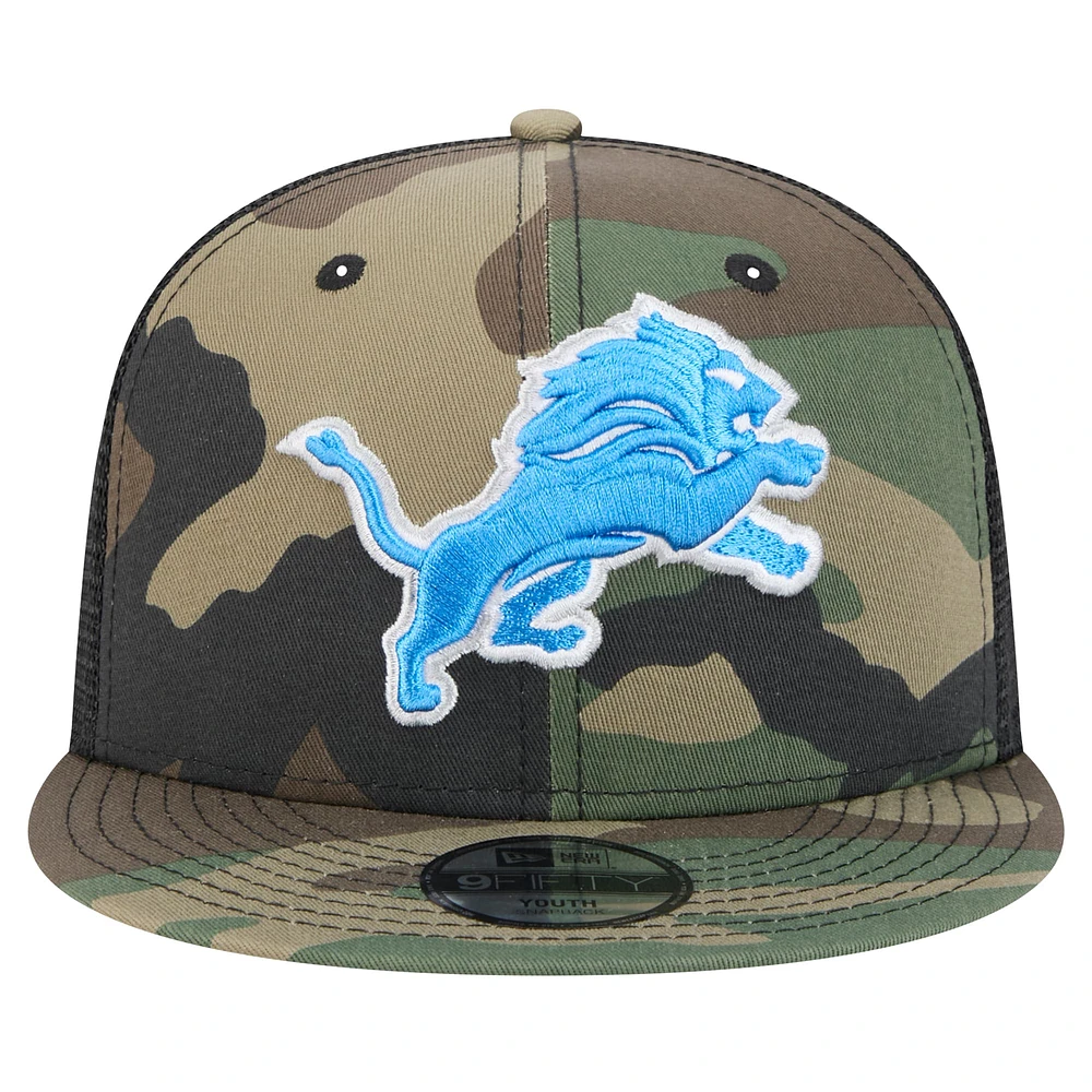Casquette snapback 9FIFTY à motif camouflage Detroit Lions de New Era pour jeunes