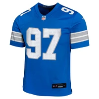 Maillot de jeu joueur l'équipe Nike Aidan Hutchinson des Detroit Lions, bleu, pour jeunes