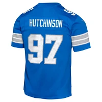 Maillot de jeu joueur l'équipe Nike Aidan Hutchinson des Detroit Lions, bleu, pour jeunes