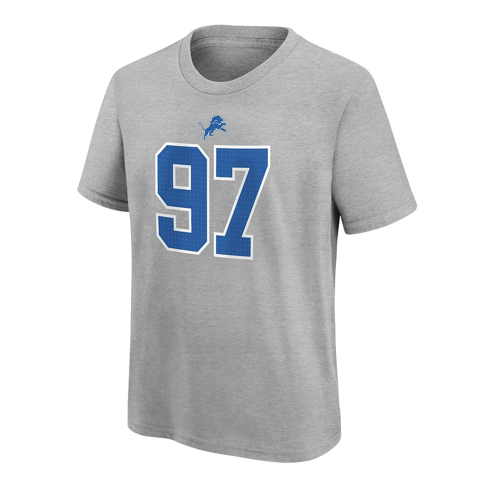 Youth Nike Aidan Hutchinson Gray Detroit Lions Player Name & Number T-Shirt