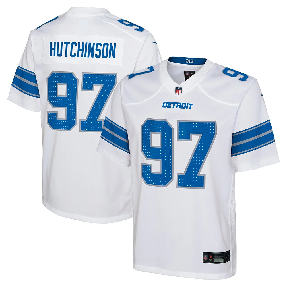 Maillot de match Nike Aidan Hutchinson blanc des Lions Détroit pour jeune