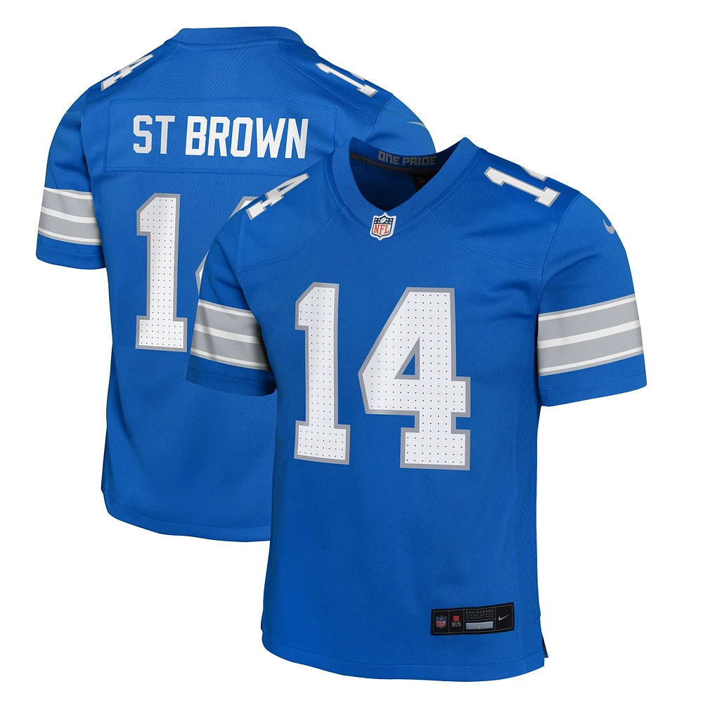Maillot de match Nike Amon-Ra St. Brown Blue des Lions Détroit pour jeune
