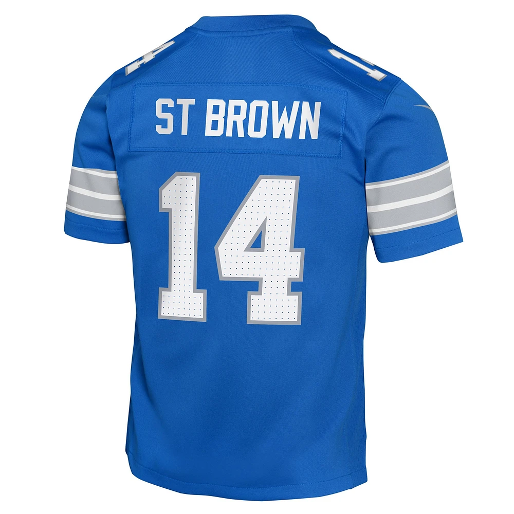 Maillot de match Nike Amon-Ra St. Brown Blue des Lions Détroit pour jeune