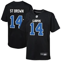 Maillot de jeu tendance Nike Amon-Ra St. Brown Carbon Black Detroit Lions pour jeunes