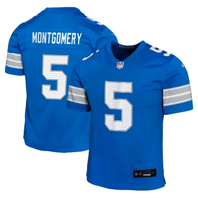 Maillot de jeu Nike David Montgomery bleu pour jeune joueur l'équipe Detroit Lions