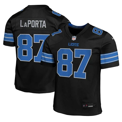 Maillot de match joueur suppléant Nike Sam LaPorta pour jeunes des Detroit Lions, noir