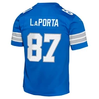 Maillot de jeu joueur l'équipe Nike Sam LaPorta des Detroit Lions, bleu, pour jeunes