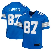 Maillot de jeu joueur l'équipe Nike Sam LaPorta des Detroit Lions, bleu, pour jeunes