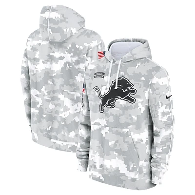 Sweat à capuche Nike Detroit Lions 2024 Salute To Service blanc/gris pour jeune