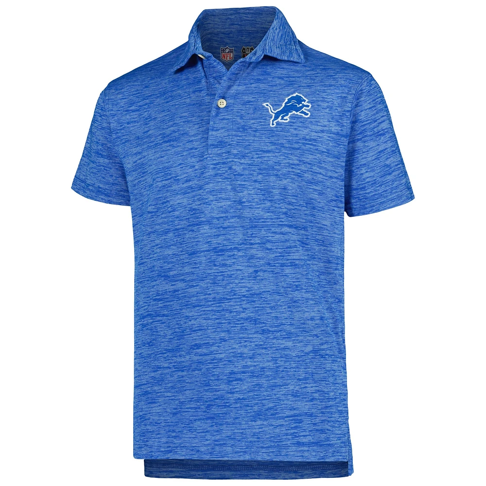 Youth Wes & Willy Blue Detroit Lions Cloudy Yarn Polo