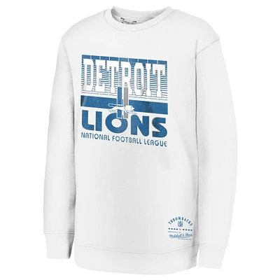 Youth White Detroit Lions Retro Big Game Fleece Pullover Sweatshirt