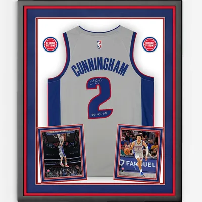 Fanatics Authentic Cade Cunningham Detroit Pistons Autographed Deluxe Framed Nike Blue Icon Swingman Jersey with ''2021 #1 Pick'' Inscription