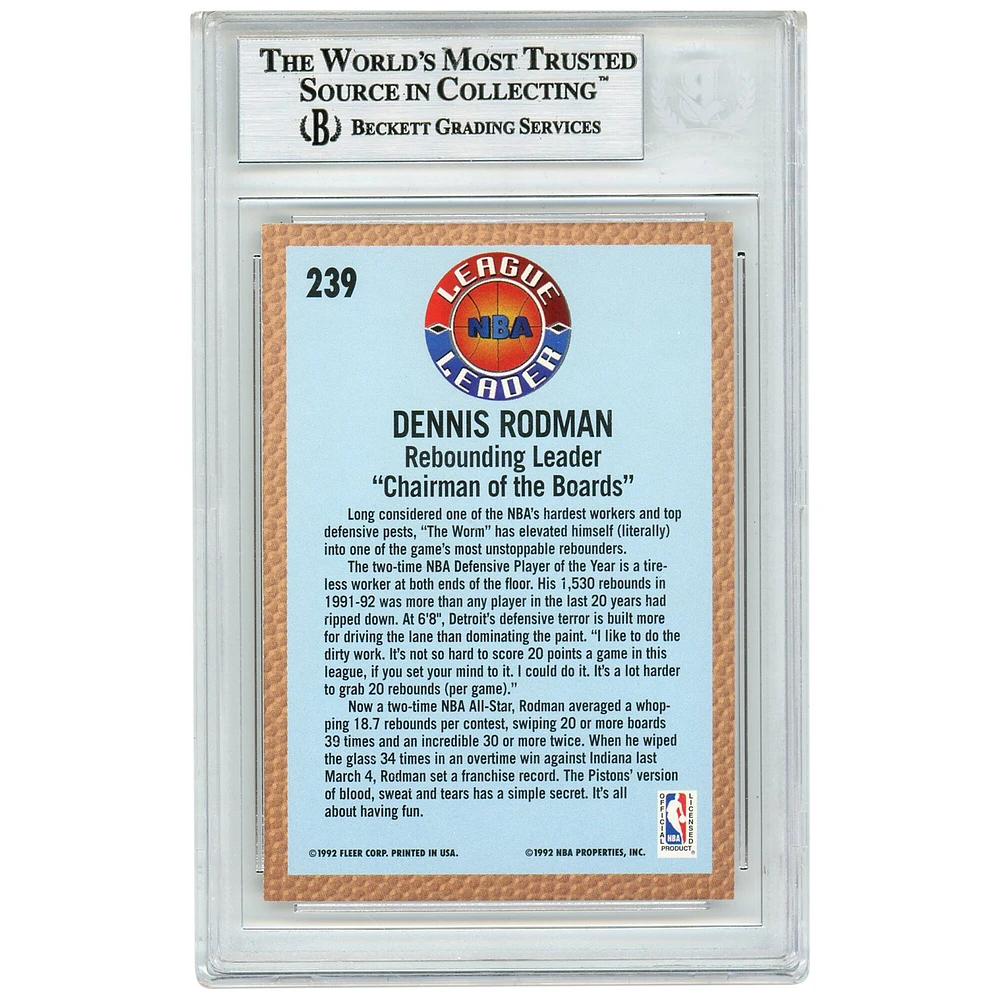 Carte autographiée Fleer #239 de Dennis Rodman, Detroit Pistons, 1992-93