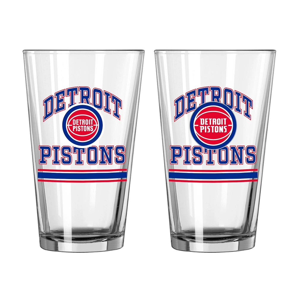 Pistons de Détroit 16oz. Verre à pinte, paquet de deux