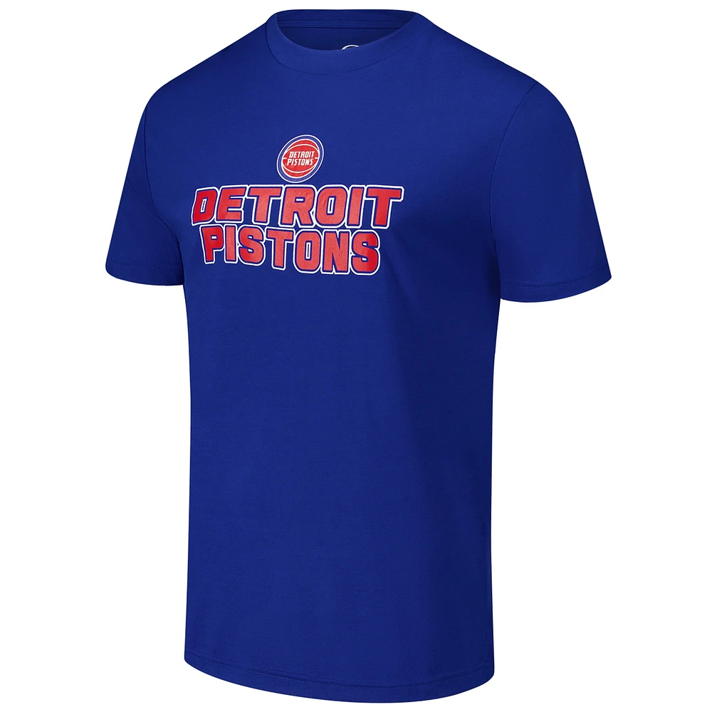 Ensemble de nuit pour homme Concepts Sport Royal/Red Detroit Pistons Vector T-shirt et pantalon en flanelle