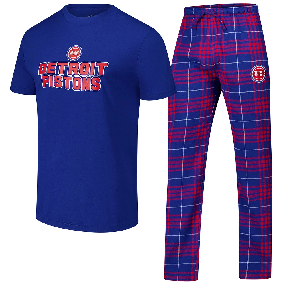 Men's Concepts Sport  Royal/Red Detroit Pistons Vector T-Shirt & Flannel Pants Sleep Set