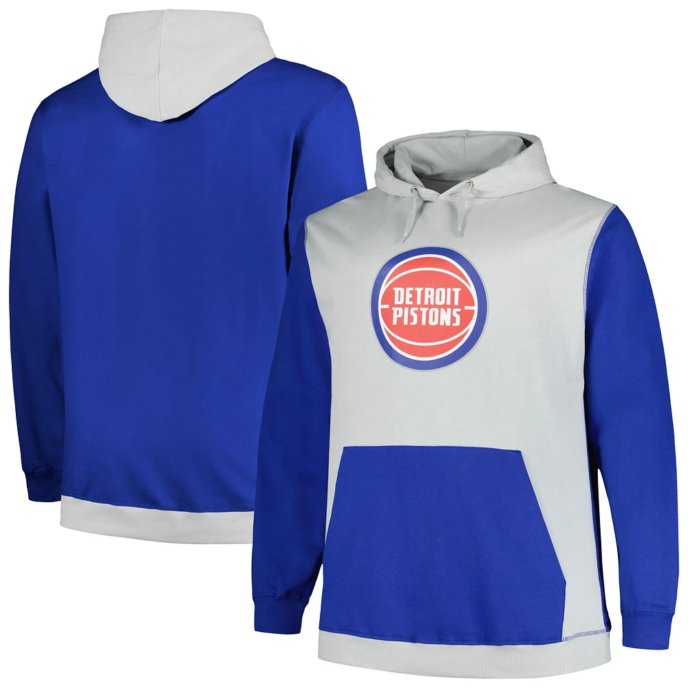 Sweat à capuche Fanatics bleu/argent Detroit Pistons Big & Tall Primary Arctic pour hommes