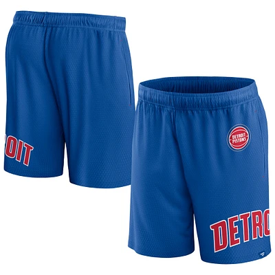 Short en maille à lancer franc Fanatics Blue Detroit Pistons pour hommes