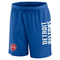 Short en maille Post Up Fanatics bleu Detroit Pistons pour hommes