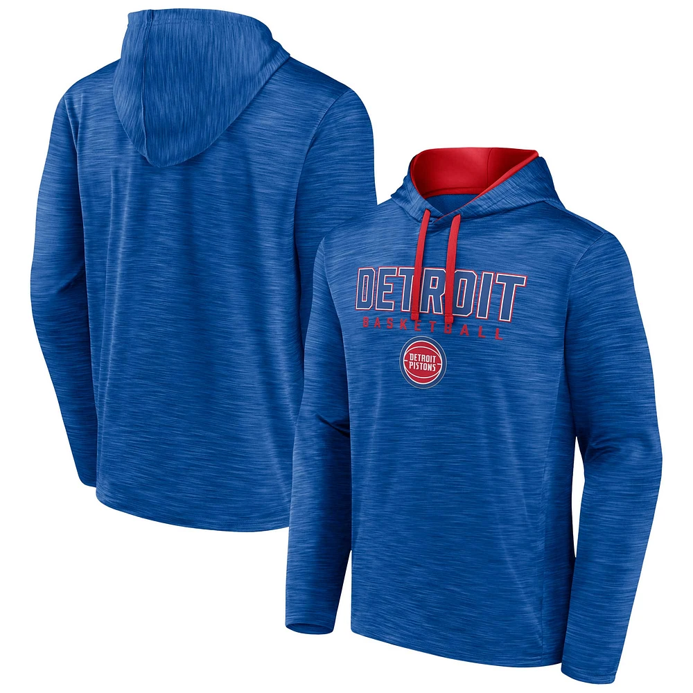 Sweat à capuche Fanatics Heather Blue Detroit Pistons Fast Break pour homme