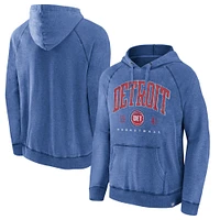 Sweat à capuche Fanatics Heather Blue Detroit Pistons pour hommes Foul Trouble Snow Wash Raglan