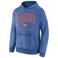 Sweat à capuche Fanatics Heather Blue Detroit Pistons pour hommes Foul Trouble Snow Wash Raglan