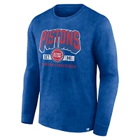 T-shirt à manches longues Fanatics Heather Royal Detroit Pistons Front Court Press Snow Wash pour hommes