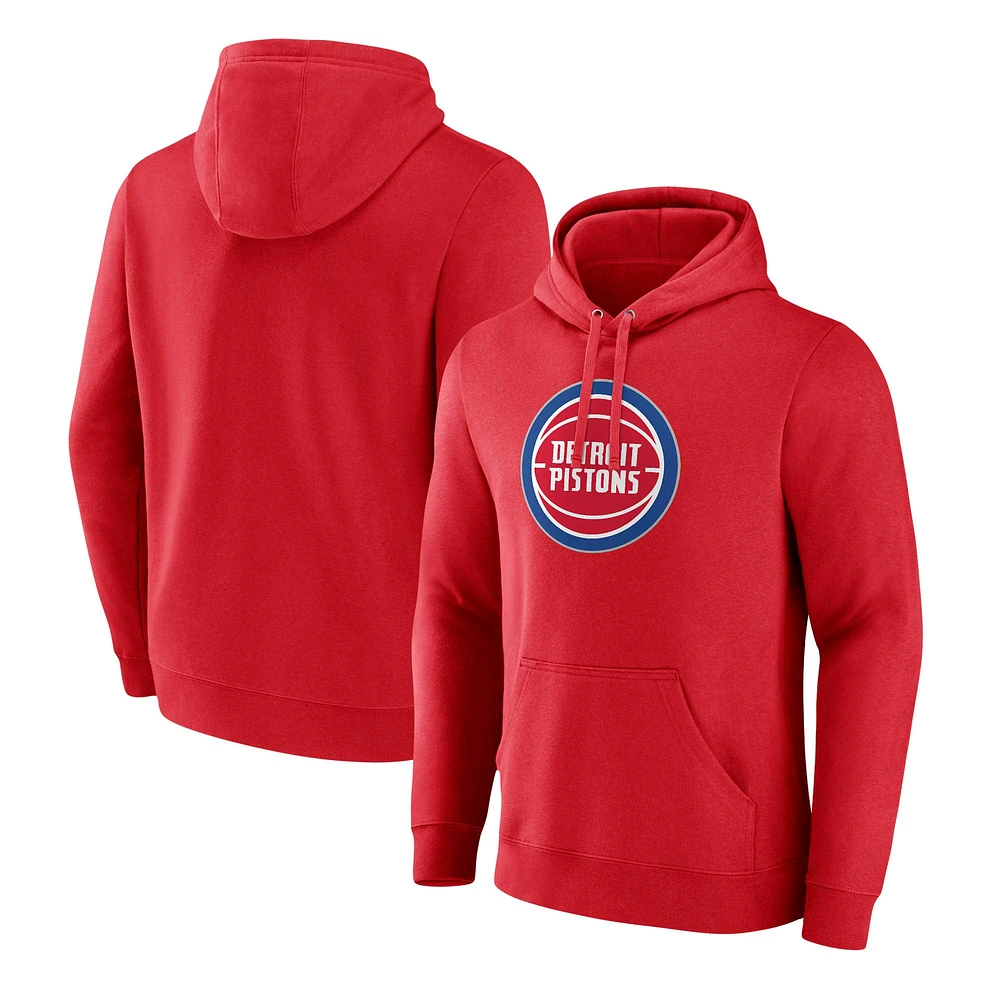 Sweat à capuche avec logo principal Fanatics Red Detroit Pistons pour hommes