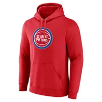 Men's Fanatics  Red Detroit Pistons Primary Logo Pullover Hoodie