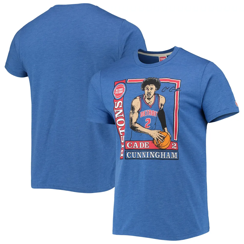 Men's Homage Cade Cunningham Blue Detroit Pistons Rookie Player Pack Tri-Blend T-Shirt Size: Small