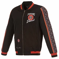 Blouson aviateur entièrement zippé en nylon JH Design pour hommes des Detroit Pistons 2023/24 City Edition noir